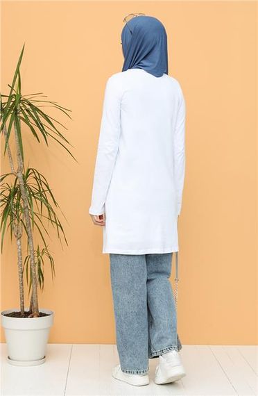 Doğa Plain Basic Tunic - 06016 - White - photo 3