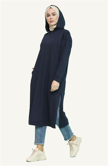 Atlas Hooded Long Plain Basic Sweatshirt - Navy Blue - AK01010.03007 - photo 1