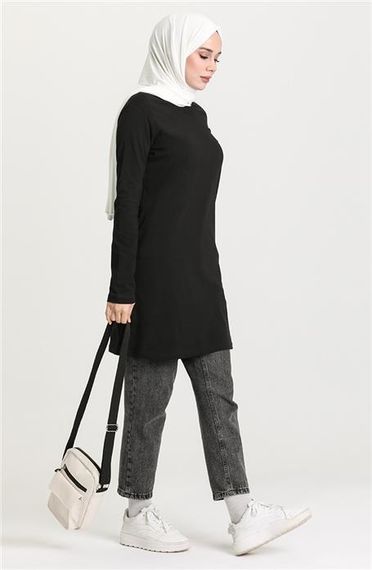 Doğa Plain Basic Tunic - 06016 - Black