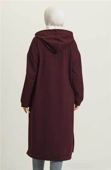 Atlas Hooded Long Plain Basic Sweatshirt - 3007 - Plum - photo 3