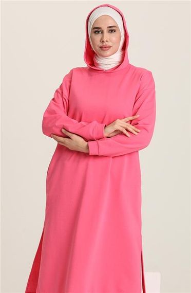 Atlas Hooded Long Plain Basic Sweatshirt - Fuchsia - AK01010.03007 - photo 2