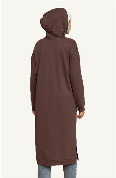 Atlas Hooded Long Plain Basic Sweatshirt - Brown - AK01010.03007 - photo 3