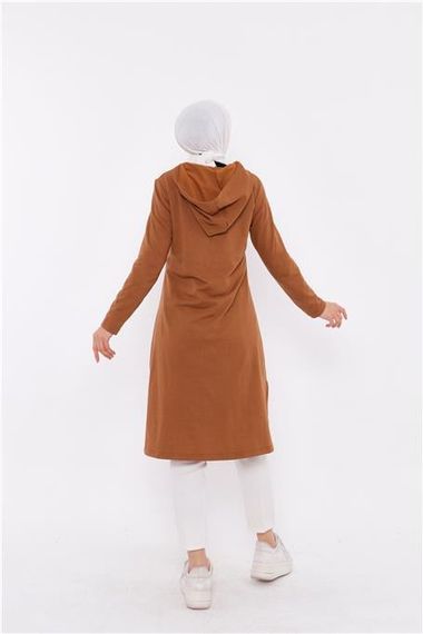 Eflin Long Hooded Sweatshirt with Tie Collar - Tan - AK01010.03030 - photo 4