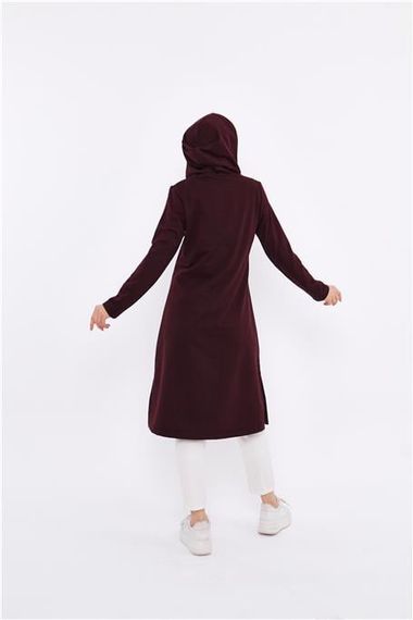 Eflin Long Hooded Sweatshirt with Tie Collar - Plum - AK01010.03030 - photo 4