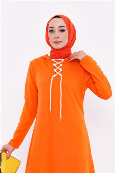 Eflin Long Hooded Sweatshirt with Tie Collar - Orange - AK01010.03030 - photo 5