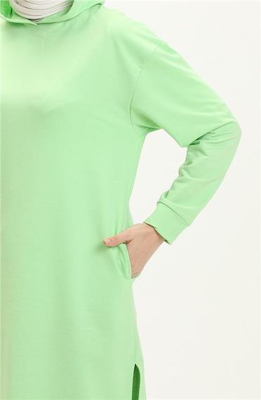 Atlas Hooded Long Plain Basic Sweatshirt - Light Green - AK01010.03007 - photo 4