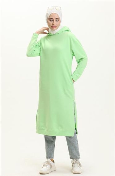 Atlas Hooded Long Plain Basic Sweatshirt - Light Green - AK01010.03007 - photo 1