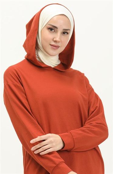 Atlas Hooded Long Plain Basic Sweatshirt - Tile - AK01010.03007 - photo 3