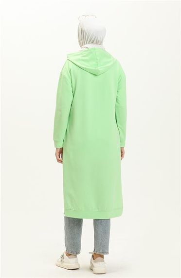 Atlas Hooded Long Plain Basic Sweatshirt - Light Green - AK01010.03007 - photo 5