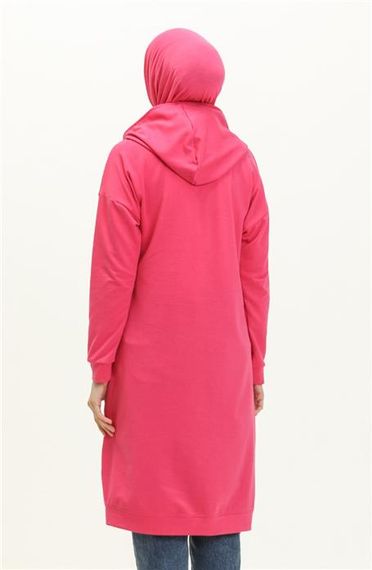 Moon Collar Detailed Hooded Plain Basic Sweatshirt - Fuchsia - AK01010.03032 - photo 5