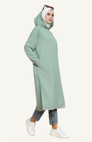 Atlas Hooded Long Plain Basic Sweatshirt - 3007 - Green - photo 2