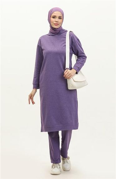 Atlas Hooded Long Plain Basic Sweatshirt - Dark Lilac - AK01010.03007 - photo 1