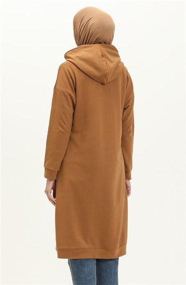 Moon Collar Detailed Hooded Plain Basic Sweatshirt - Tan - AK01010.03032 - photo 5