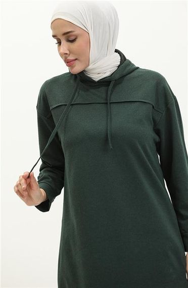 Long Tunic Hooded Double Sport Suit with Side Slits - Nefti - AK06006.03034 - photo 3