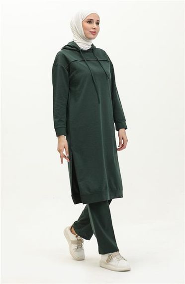 Long Tunic Hooded Double Sport Suit with Side Slits - Nefti - AK06006.03034 - photo 2