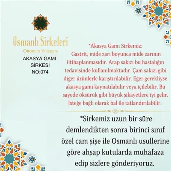 İnfüzyon - 03. Akasya Gamı Sirkesi - 500 ml - صورة 5