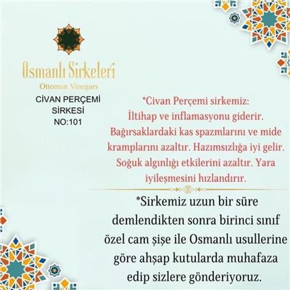 İnfüzyon - 03. Civan Perçemi Sirkesi - 500 ml - صورة 5