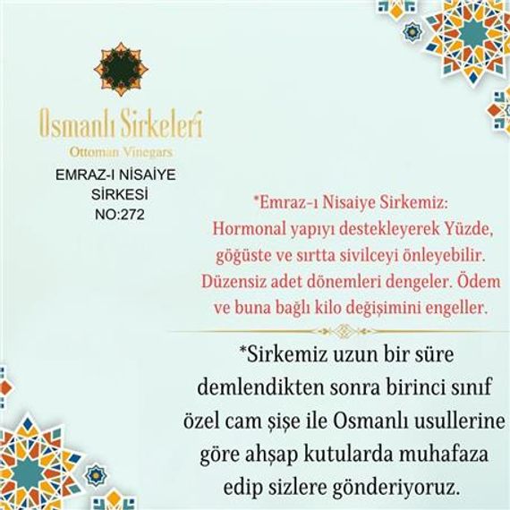 Karışım İnfüzyon - 04. Emraz-ı Nisaiye Sirkesi  - 500 ml - صورة 5