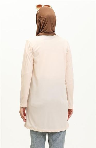 Doğa Sade Basic Tunik - 06016 - Krem - fotoğraf 5