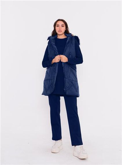 Sarah Sports Three-piece Set with Hooded Inflatable Vest - 70030 - Indigo - photo 1