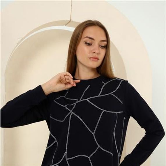 Спортивний комплект з камінцями Beyza, двоколірний, темно-синій, розміри 38-46 - фото 2