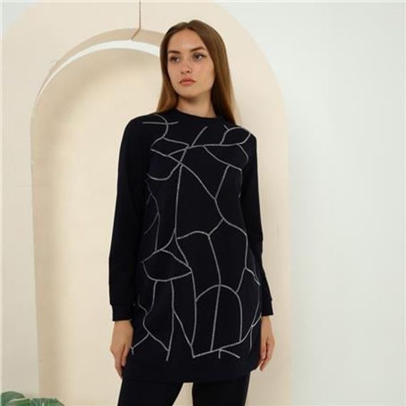 Спортивний комплект з камінцями Beyza, двоколірний, темно-синій, розміри 38-46 - фото 3