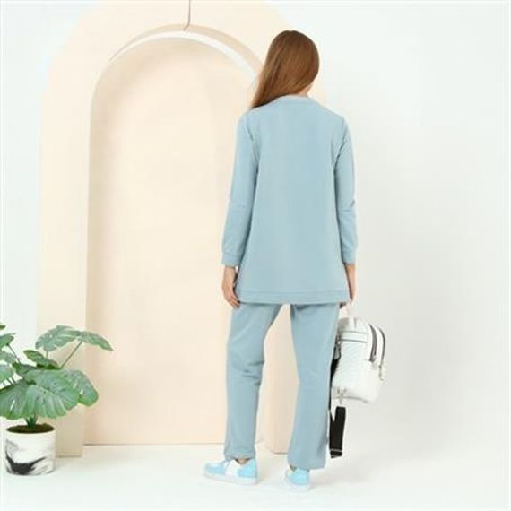 بدلة رياضية مزدوجة بتفاصيل حجرية من بيزا - أزرق جليدي، مقاسات متعددة 38-46 - صورة 3