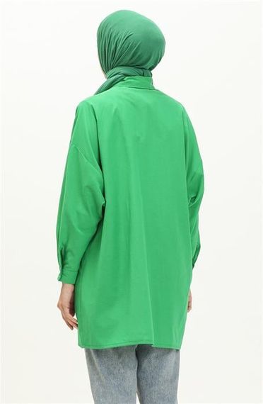 Оверсайз сорочка Sade Basic 70001 в кольорі Бенеттон зелений - фото 5