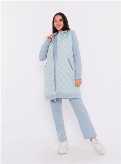 Мінімалістичний спортивний трійка з капітонею - 70060 - Лідяний блакитний - фото 3
