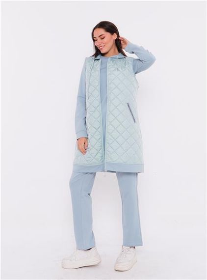 Мінімалістичний спортивний трійка з капітонею - 70060 - Лідяний блакитний - фото 5