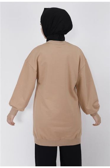 Свитшот с вышивкой Marche Aux Fleurs, цвет бежевый, модель 71105, доступен в размерах 38-46 - фото 5