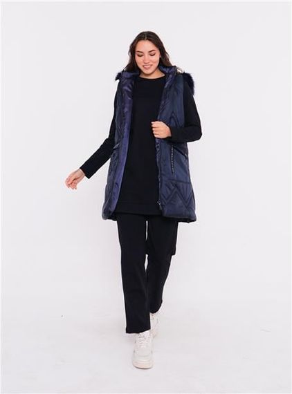 Спортивний комплект з капюшоном і жилетом SARAH, темно-синій, розміри 38-46 - фото 4