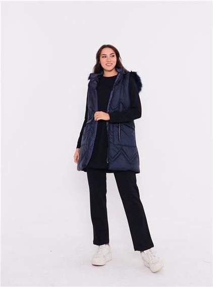 Спортивний комплект з капюшоном і жилетом SARAH, темно-синій, розміри 38-46 - фото 5