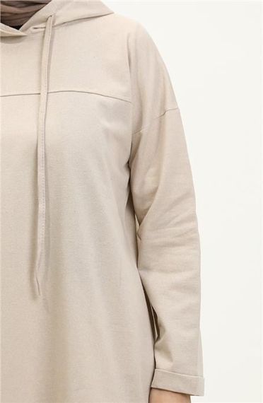 Спортивний комплект з капюшоном, простий базовий, кольорів екрю, для всіх сезонів, 80% бавовна, 20% поліестер - фото 4