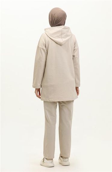 Спортивний комплект з капюшоном, простий базовий, кольорів екрю, для всіх сезонів, 80% бавовна, 20% поліестер - фото 5