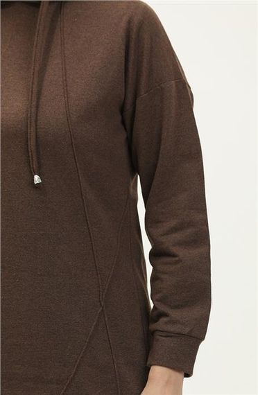 Hooded O-neck Plain Basic Tracksuit Sports Set - Brown - AK06006.03039 - photo 4