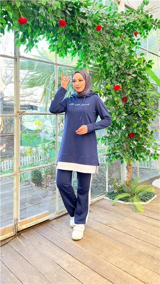 Капюшонный спортивный комплект коротких штанов с принтом, цвет светло-синий, размеры 40-48 - фото 3