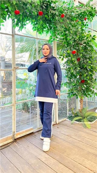 Капюшонный спортивный комплект коротких штанов с принтом, цвет светло-синий, размеры 40-48 - фото 5