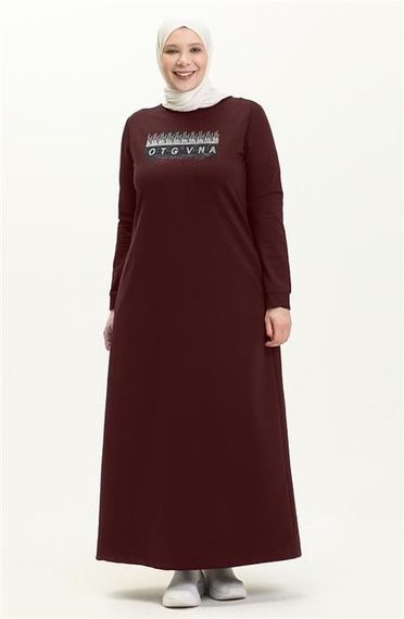 Большой размер длинное плате с карманами и принтом, коричневое, доступно в размерах 46-54 - фото 1