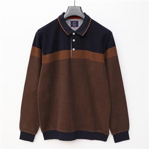 Erkek Uzun Kol Polo Yaka Sweat - CZT-103 - Lacivert - Badem - photo 1