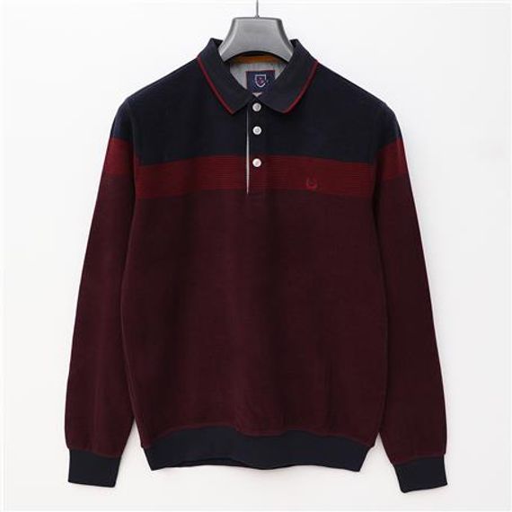 Erkek Uzun Kol Polo Yaka Sweat - CZT-103 - Lacivert - Bordo - photo 1
