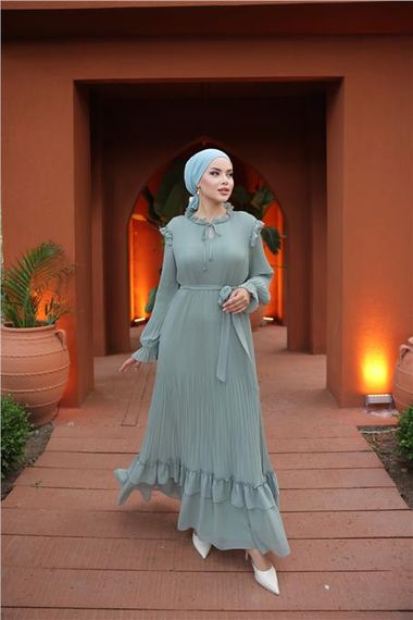 Сарафан из шифона с завязками на шее и талии, однотонный, цвет света, размер 38-44, универсальная модель на все сезоны - фото 4