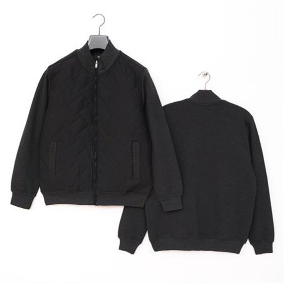 معطف رجالي مريح بقصة فضفاضة مع حواف مضلعة - MTS-8004 - رمادي غامق - صورة 1