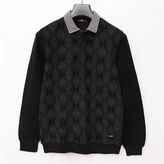 Erkek Uzun Kol Polo Yaka Sweat - PPS-2505 - Siyah - photo 1