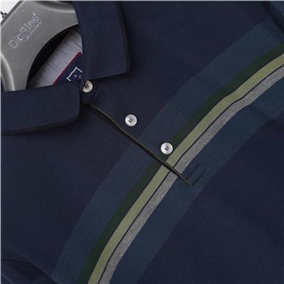 Чоловічий трако з довгим рукавом і коміром-поло, кольору морської хвилі, розміри: XL, L, M, XXL - фото 2