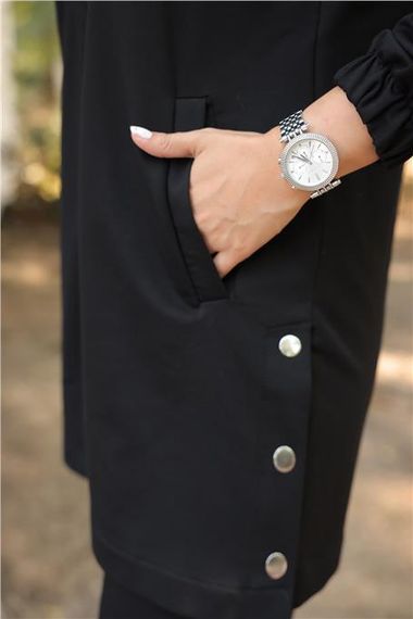 Спортивный комплект с застежкой и карманами, двуслойный, черный, размеры 38-46 - фото 2