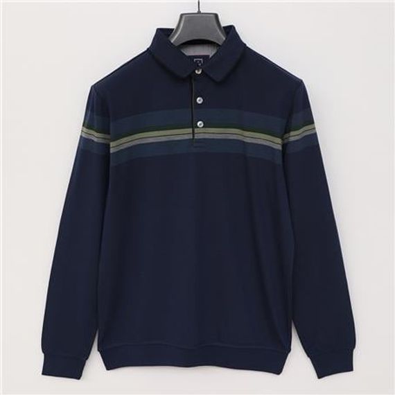 Чоловічий трако з довгим рукавом і коміром-поло, кольору морської хвилі, розміри: XL, L, M, XXL - фото 1