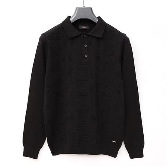 Мужской поло с длинным рукавом Slim Fit 189404 черного цвета - фото 1