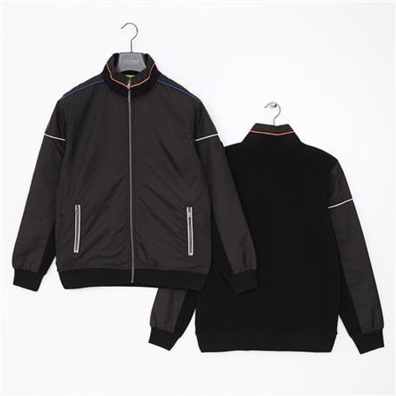 Комфортная куртка для мужчин с рибаными манжетами, свободный крой, легкая, черная, размеры XL, L, M, XXL - фото 1