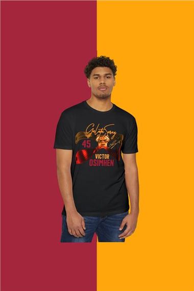 تي شيرت فيكتور مزين بطبعة ماسك للرجال - غلطة سراي - أسود - صورة 2